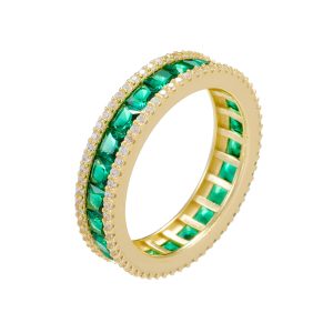 Wholesale Engagement Dainty Zircon Ring Jewelry S925 Sterling Silver Women Vintage Emerald Diamond Zirconia Ring